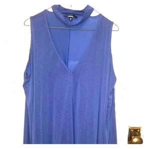 Cute blue cold shoulder top with choker